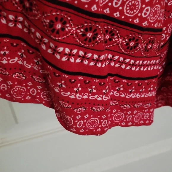 Red Bandana Print Handkerchief Hem Dress | Size M (7–9) | Boho Summer Vibes - Picture 11 of 12
